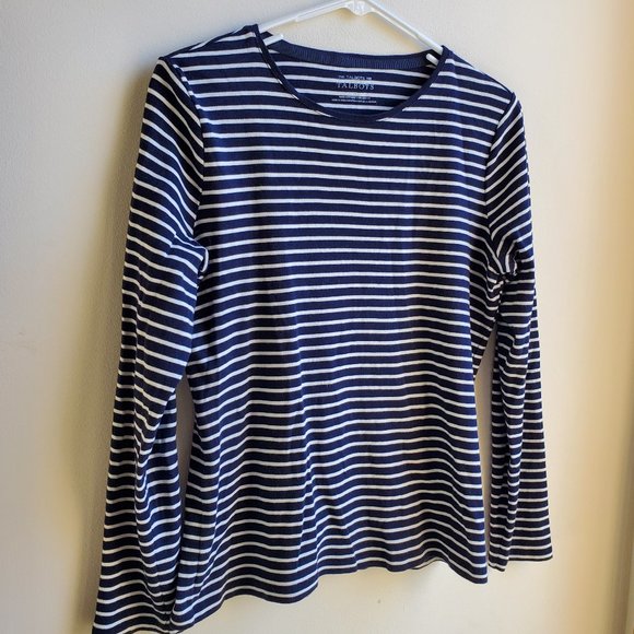 Talbots Tops - Talbots Navy/Cream Striped Long Sleeve T-Shirt Size Medium